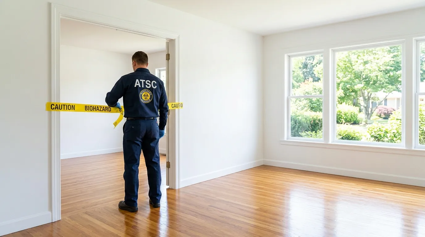 Certified biohazard cleanup crew performing Decomposition Cleanup in California